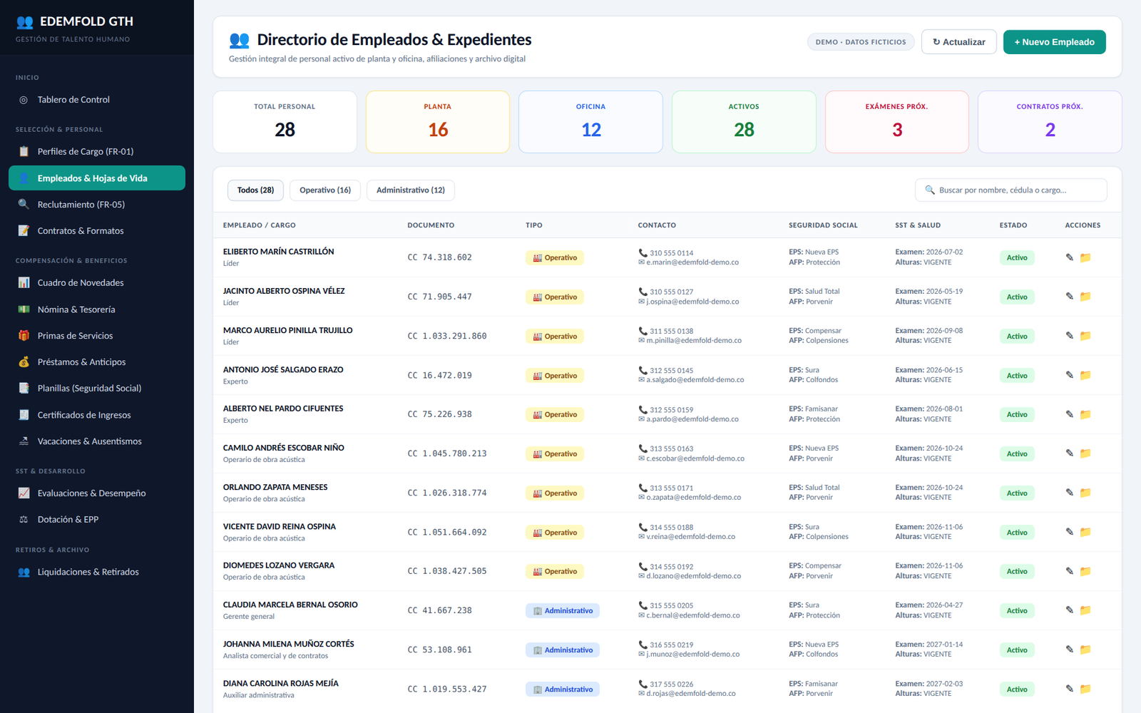 Directorio de empleados y expedientes